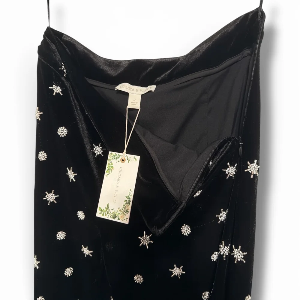 Chelsea & Violet Black Silver Star Beaded Embellished Flare Pants Size 2